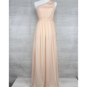 J.Crew One Shoulder Maxi Dress Size 2 Peach 100% Silk Chiffon Bridesmaid Pastel